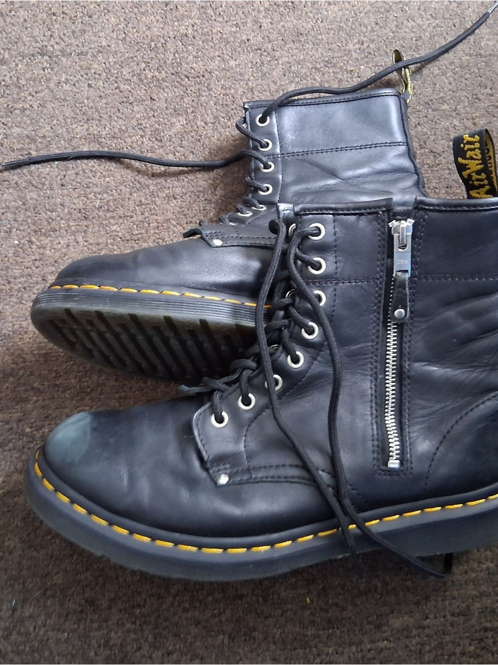 Dr. Martens 1460 Black Leather Boots with Zippers